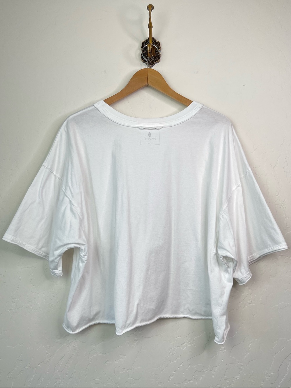 FREE PEOPLE Inspire Boxy Cropped Oversized Short Sleeve White Tee Shirt Size XL - Picture 4 of 16